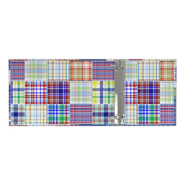 Blue Madras Plaid Print 3 Ring Binders - Full Wrap - 3" - OPEN INSIDE