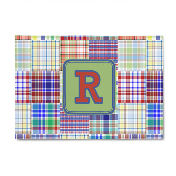 Custom Blue Madras Plaid Print 4' x 6' Indoor Area Rug (Personalized)
