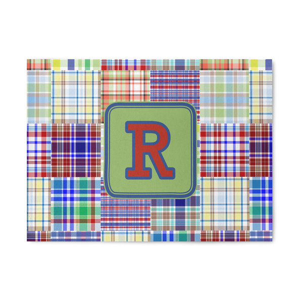 Custom Blue Madras Plaid Print Area Rug (Personalized)