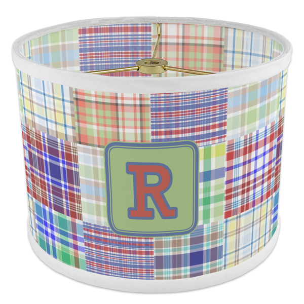 Blue Madras Plaid Print 8" Drum Lampshade - ANGLE Poly-Film