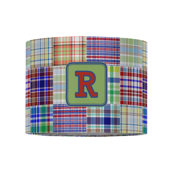 Blue Madras Plaid Print 8" Drum Lampshade - FRONT (Fabric)