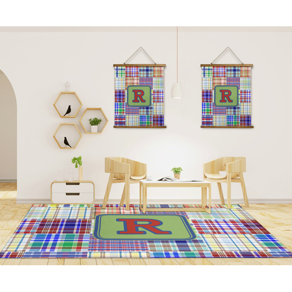 Blue Madras Plaid Print 8'x10' Indoor Area Rugs - IN CONTEXT