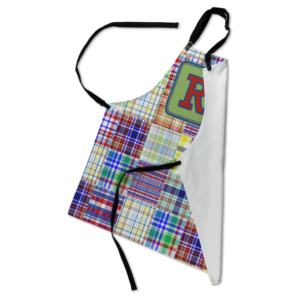 Blue Madras Plaid Print Apron - Folded