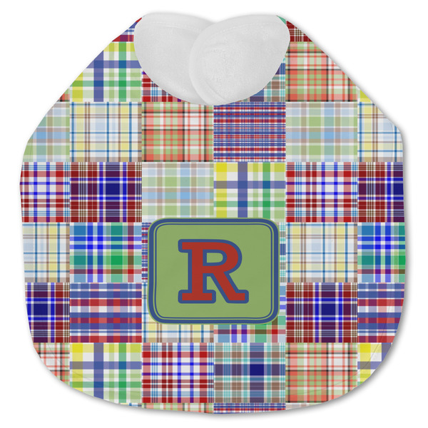 Blue Madras Plaid Print Baby Bib - AFT closed