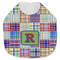 Blue Madras Plaid Print Jersey Knit Baby Bib w/ Initial