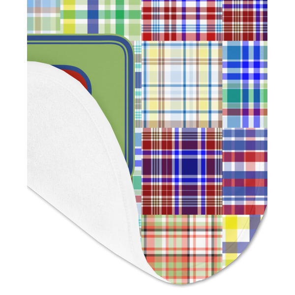 Blue Madras Plaid Print Baby Bib - AFT detail