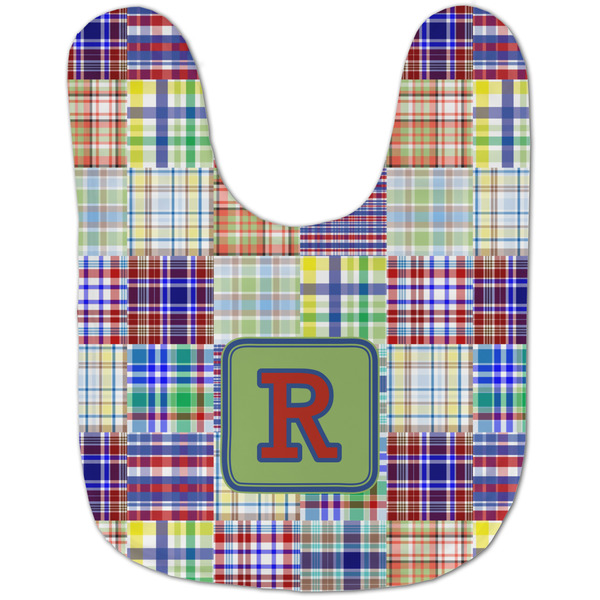 Blue Madras Plaid Print Baby Bib - AFT flat