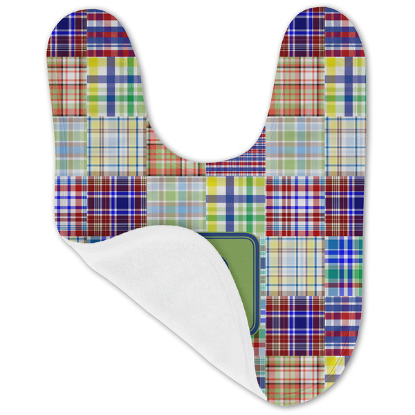 Blue Madras Plaid Print Baby Bib - AFT folded