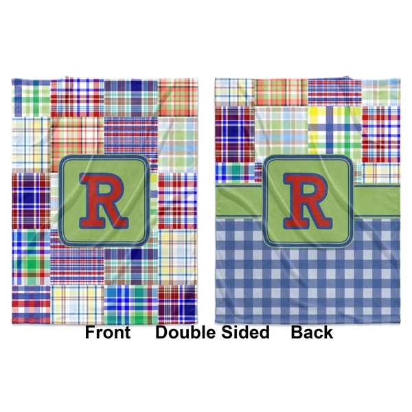 Blue Madras Plaid Print Baby Blanket (Double Sided - Printed Front and Back)