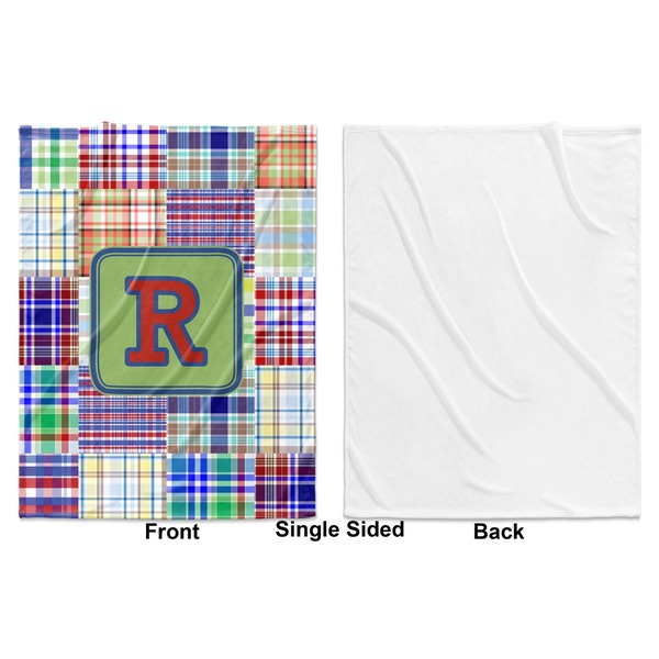 Blue Madras Plaid Print Baby Blanket (Single Side - Printed Front, White Back)