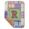Blue Madras Plaid Print Sherpa Baby Blanket - 30" x 40" w/ Initial