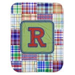 Blue Madras Plaid Print Baby Swaddling Blanket (Personalized)