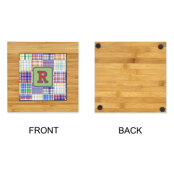 Blue Madras Plaid Print Bamboo Trivet with 6" Tile - APPROVAL