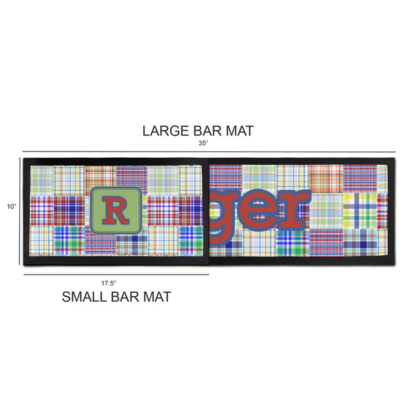 Blue Madras Plaid Print Bar Mats - Sizing Chart