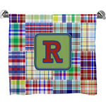 Blue Madras Plaid Print Bath Towel (Personalized)