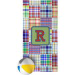 Blue Madras Plaid Print Beach Towel (Personalized)