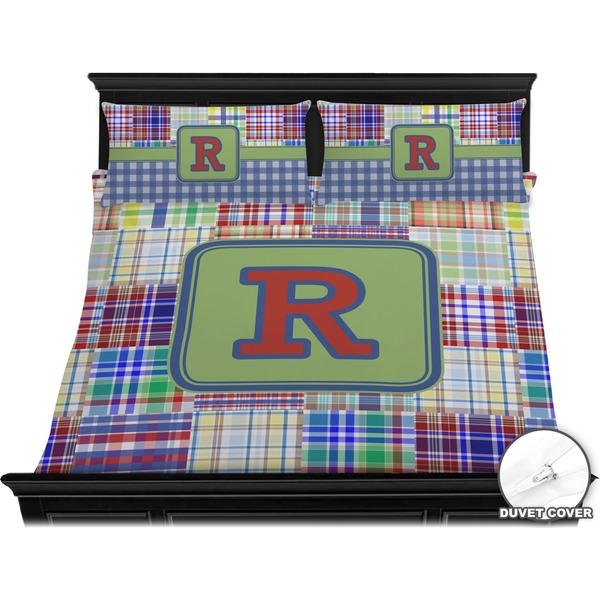 Blue Madras Plaid Print Bedding Set (King) - Duvet