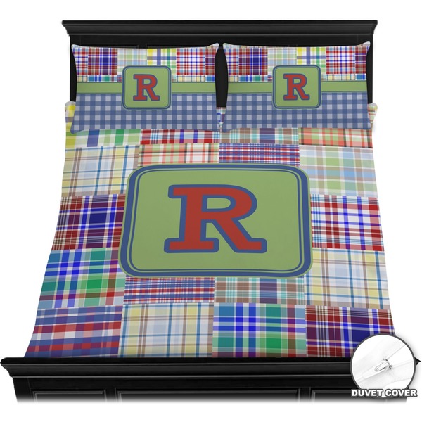 Blue Madras Plaid Print Bedding Set (Queen) - Duvet