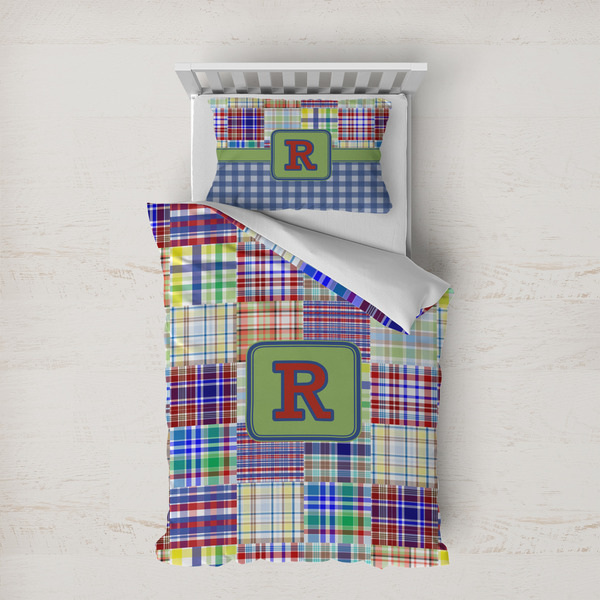 Custom Blue Madras Plaid Print Duvet Cover Set - Twin XL (Personalized)