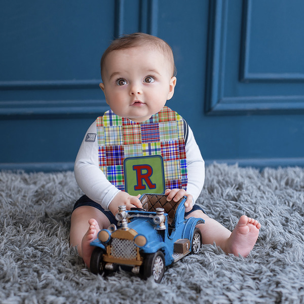 Blue Madras Plaid Print Bib Lifestyle Boy