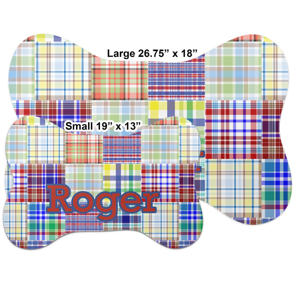 Blue Madras Plaid Print Bone Shaped Mat Comparison