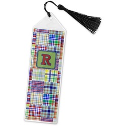 Blue Madras Plaid Print Book Mark w/Tassel (Personalized)