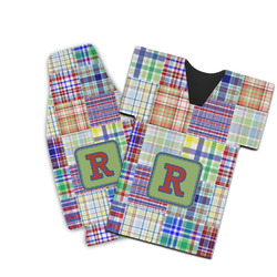 Blue Madras Plaid Print Bottle Cooler (Personalized)