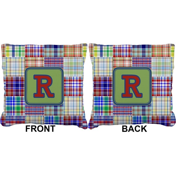 Blue Madras Plaid Print Burlap Pillow Approval