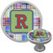 Blue Madras Plaid Print Cabinet Knob (Silver) (Personalized)