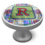 Blue Madras Plaid Print Cabinet Knob (Personalized)