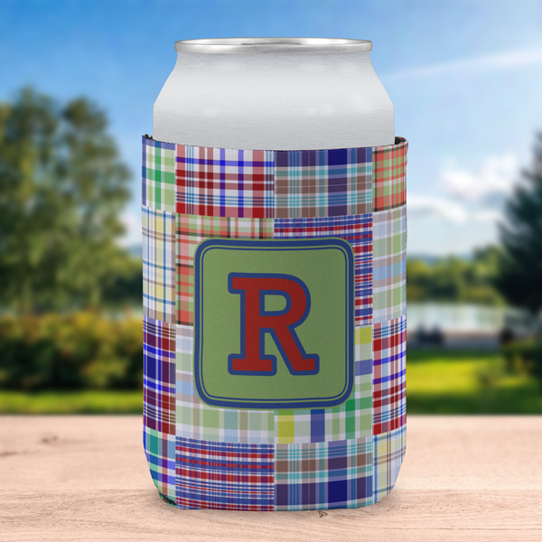 Blue Madras Plaid Print Can Sleeve - LIFESTYLE (single)