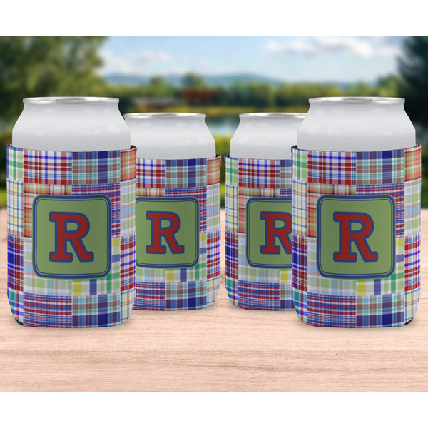 Blue Madras Plaid Print Can Sleeve - LIFESTYLE