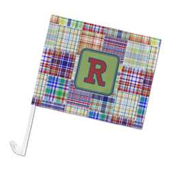 Blue Madras Plaid Print Car Flag (Personalized)