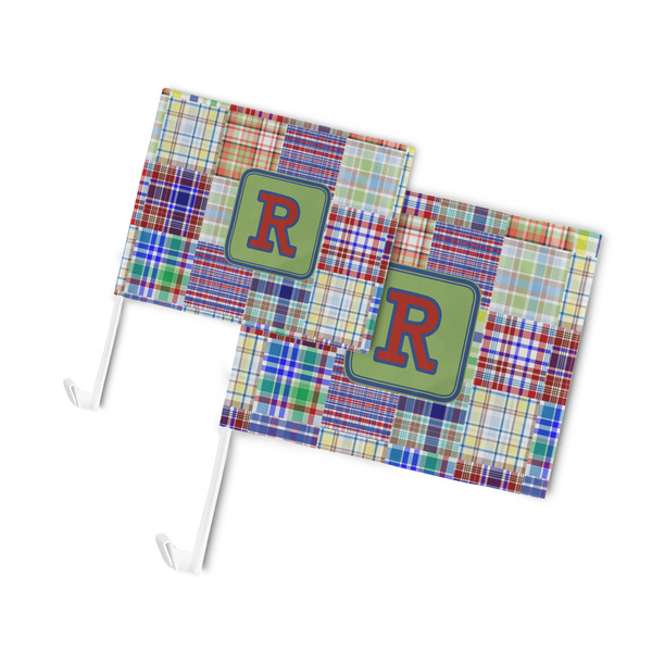 Blue Madras Plaid Print Car Flags - PARENT MAIN (both sizes)