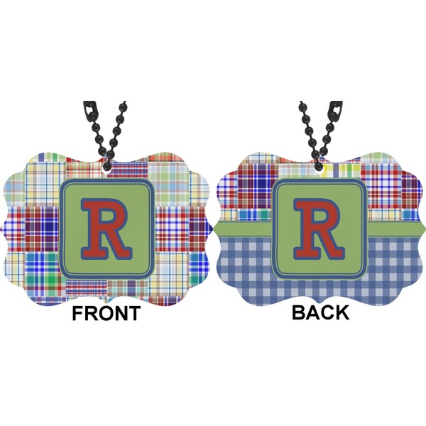 Blue Madras Plaid Print Car Ornament (Approval)
