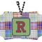 Blue Madras Plaid Print Rear View Mirror Ornament (Personalized)