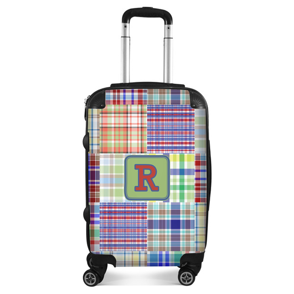 Custom Blue Madras Plaid Print Suitcase - 20" Carry On (Personalized)