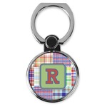 Blue Madras Plaid Print Cell Phone Ring Stand & Holder (Personalized)