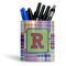 Blue Madras Plaid Print Ceramic Pen Holder