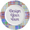 Blue Madras Plaid Print Ceramic Dinner Plates (Set of 4) (Personalized)