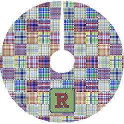 Blue Madras Plaid Print Tree Skirt (Personalized)