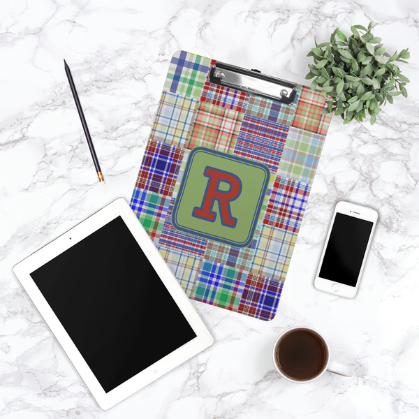 Blue Madras Plaid Print Clipboard - Lifestyle Photo