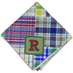 Blue Madras Plaid Print Cloth Dinner Napkin - Single w/ Initial