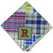 Blue Madras Plaid Print Cloth Dinner Napkin - Single w/ Initial