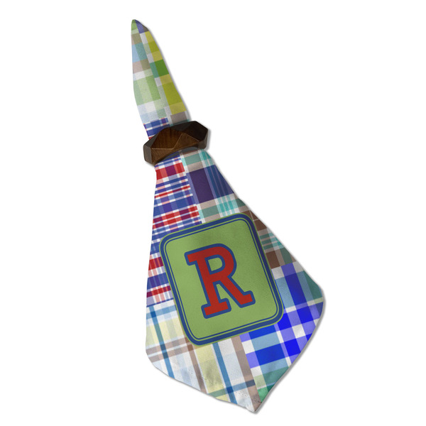 Blue Madras Plaid Print Cloth Napkins - Personalized Dinner (Folded in Ring) (MAIN)