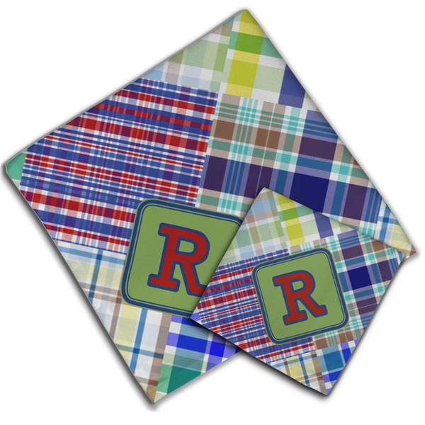 Blue Madras Plaid Print Cloth Napkins - Personalized Lunch & Dinner (PARENT MAIN)