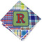 Blue Madras Plaid Print Cloth Napkin w/ Initial