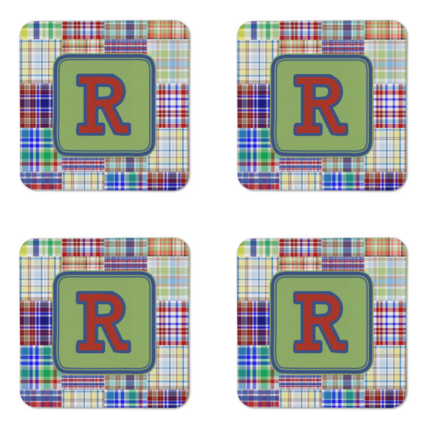 Blue Madras Plaid Print Coaster Set - APPROVAL