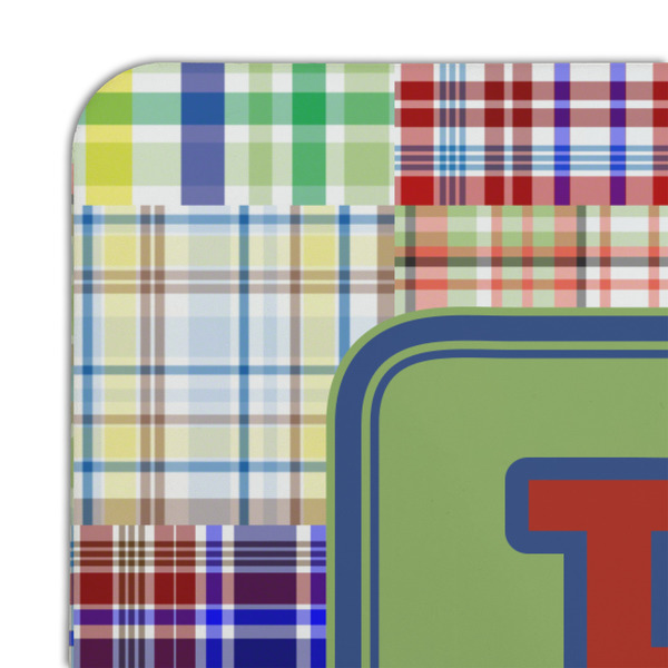 Blue Madras Plaid Print Coaster Set - DETAIL