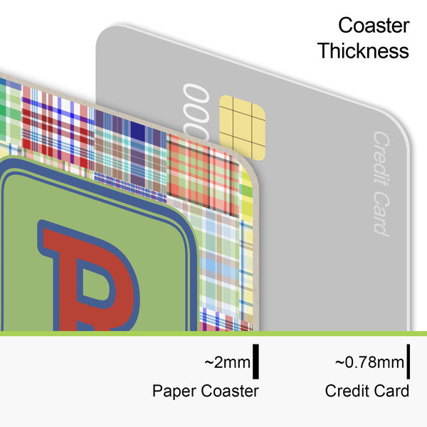 Blue Madras Plaid Print Coaster Thickness